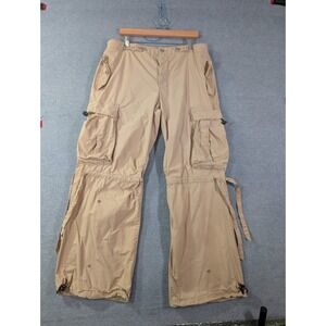 VTG Y2K Express Cargo Pants Mens Large Khaki Convertible Parachute Utility Baggy